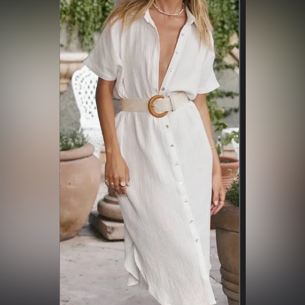 12th Tribe Gauze Belted Maxi Dress